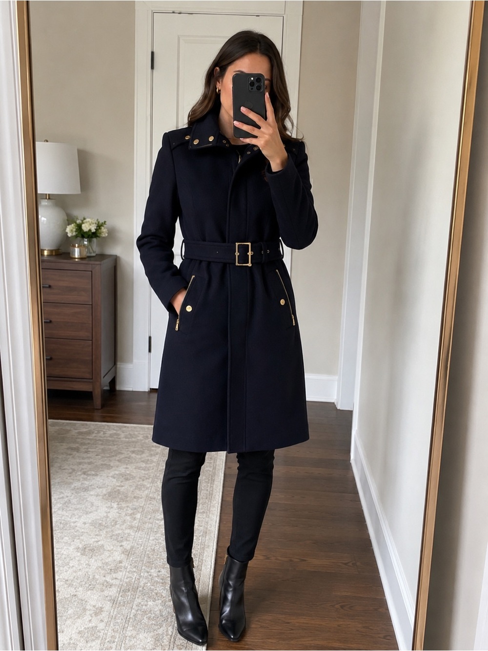 Zara Navy Wool Military Coat XS – Like New, Worn Once